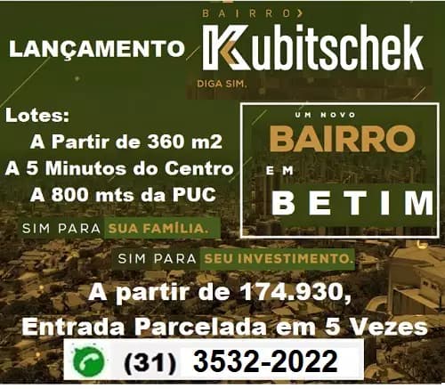 Lotes em Betim bairro Kubitschek - Oportunidade de Lançamento